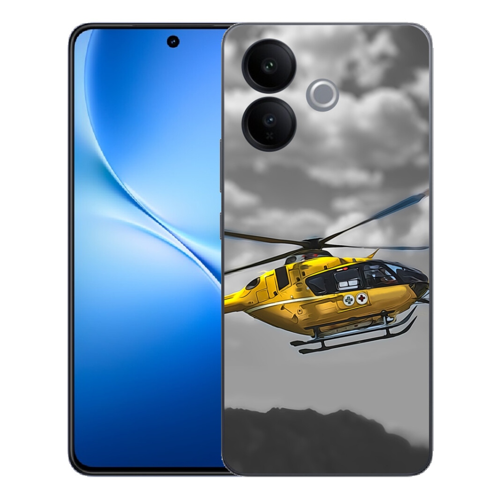 Gélový kryt mmCase na Vivo V70 Lite 5G - žltá helikoptéra