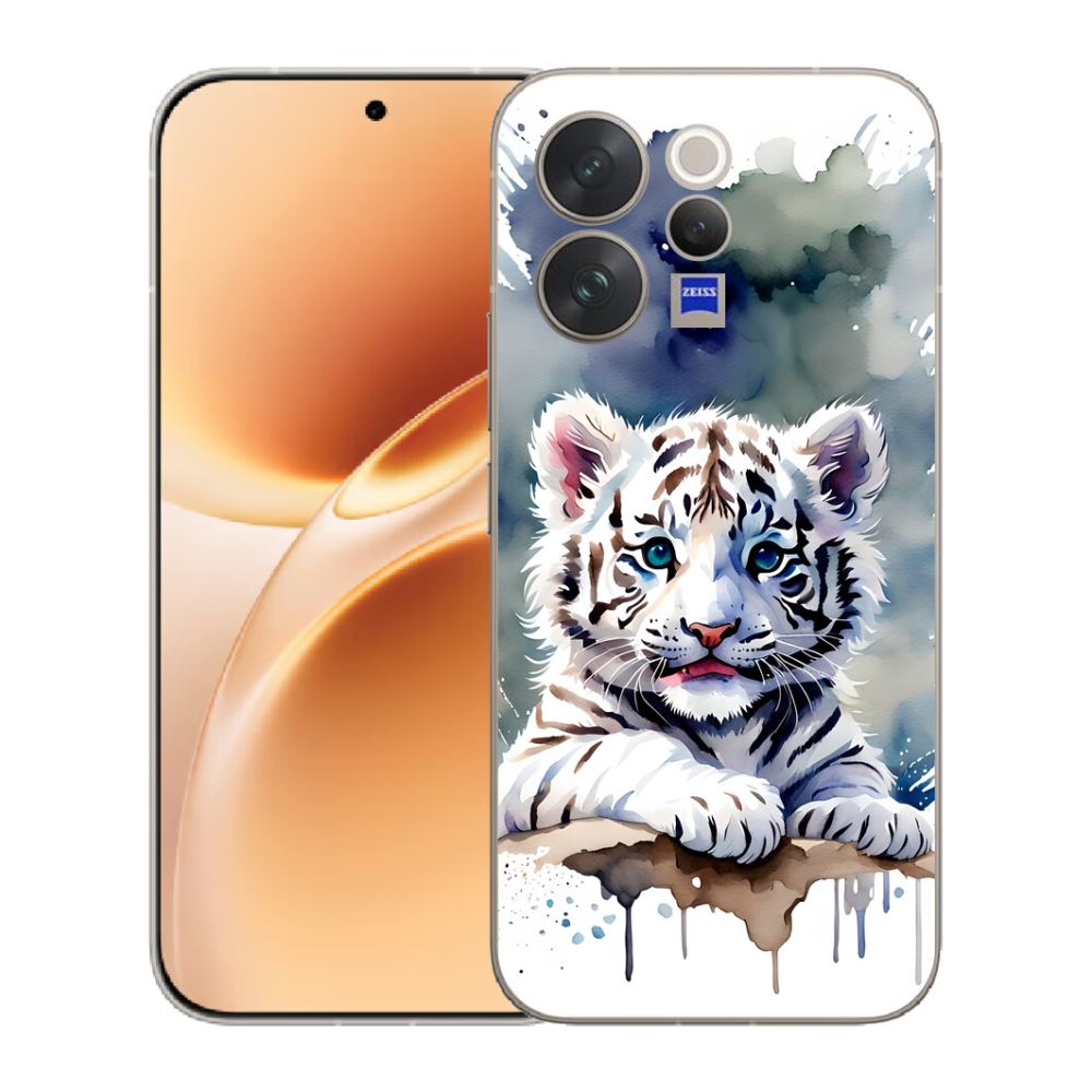 Gélový kryt mmCase na Vivo V70 - mláďa bieleho tigra