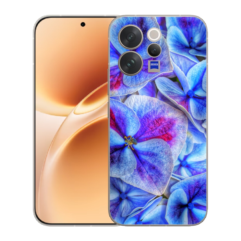 Gélový kryt mmCase na Vivo V70 - modré kvety 1
