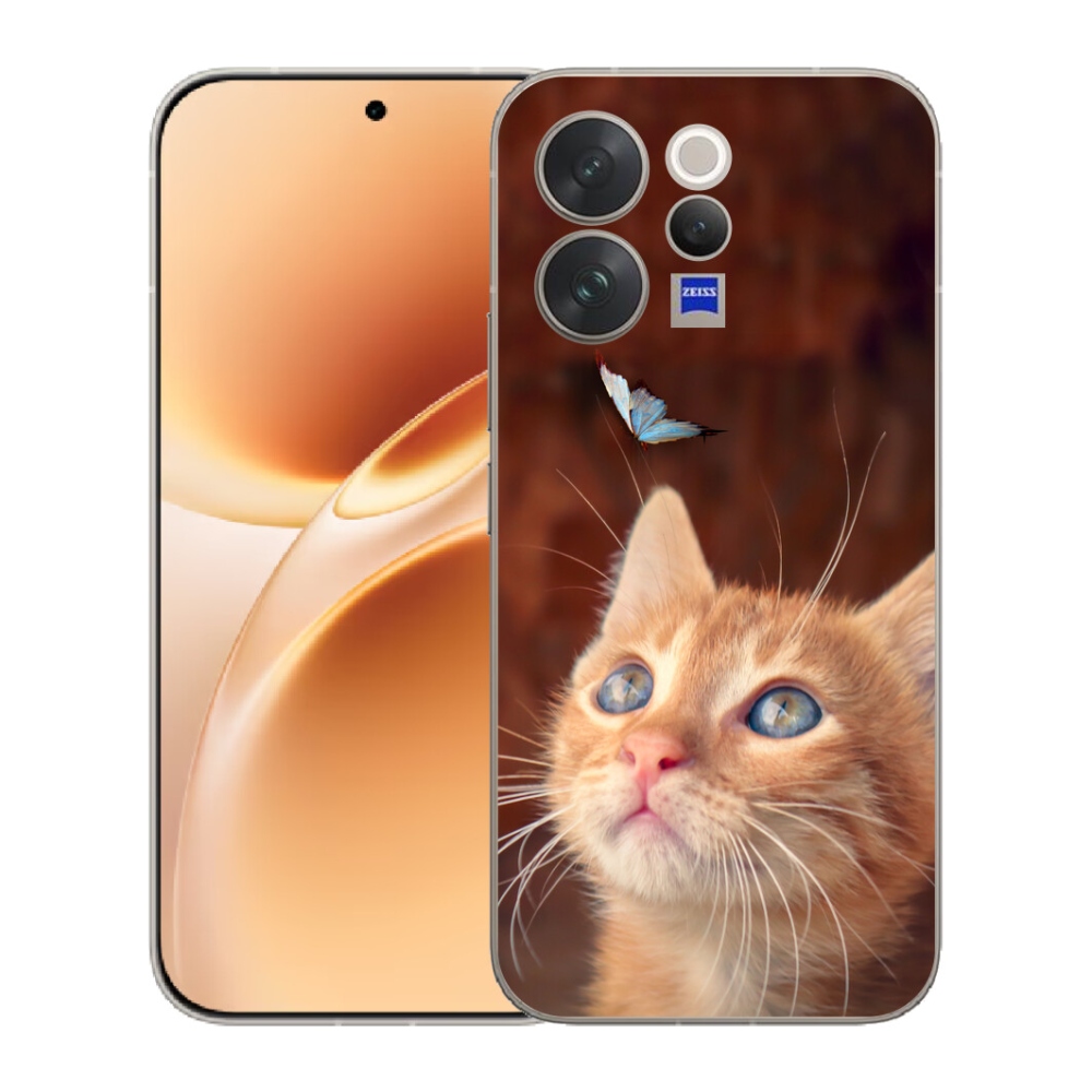 Gélový kryt mmCase na Vivo V70 - motýľ a mačiatko
