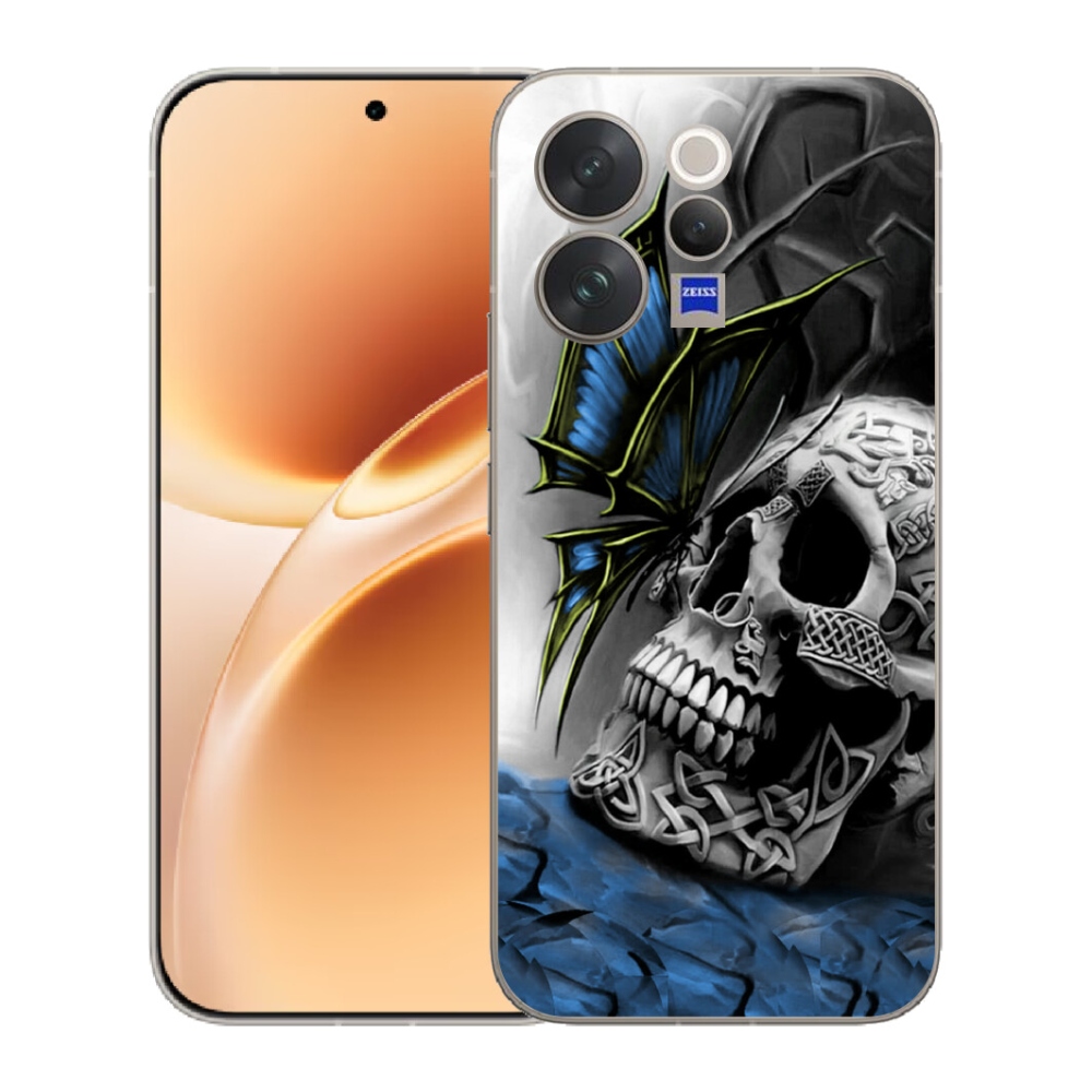 Gélový kryt mmCase na Vivo V70 - motýľ a lebka