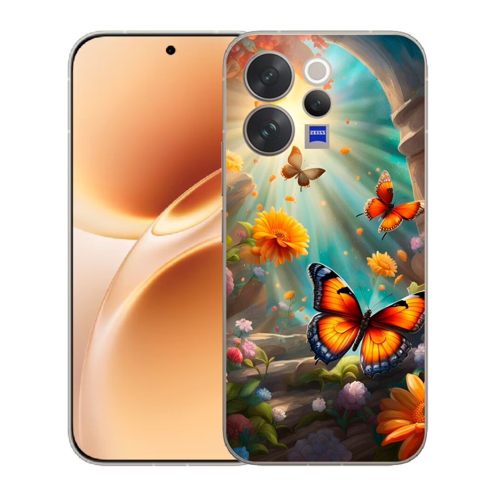 Gélový kryt mmCase na Vivo V70 - motýlia záhrada 2