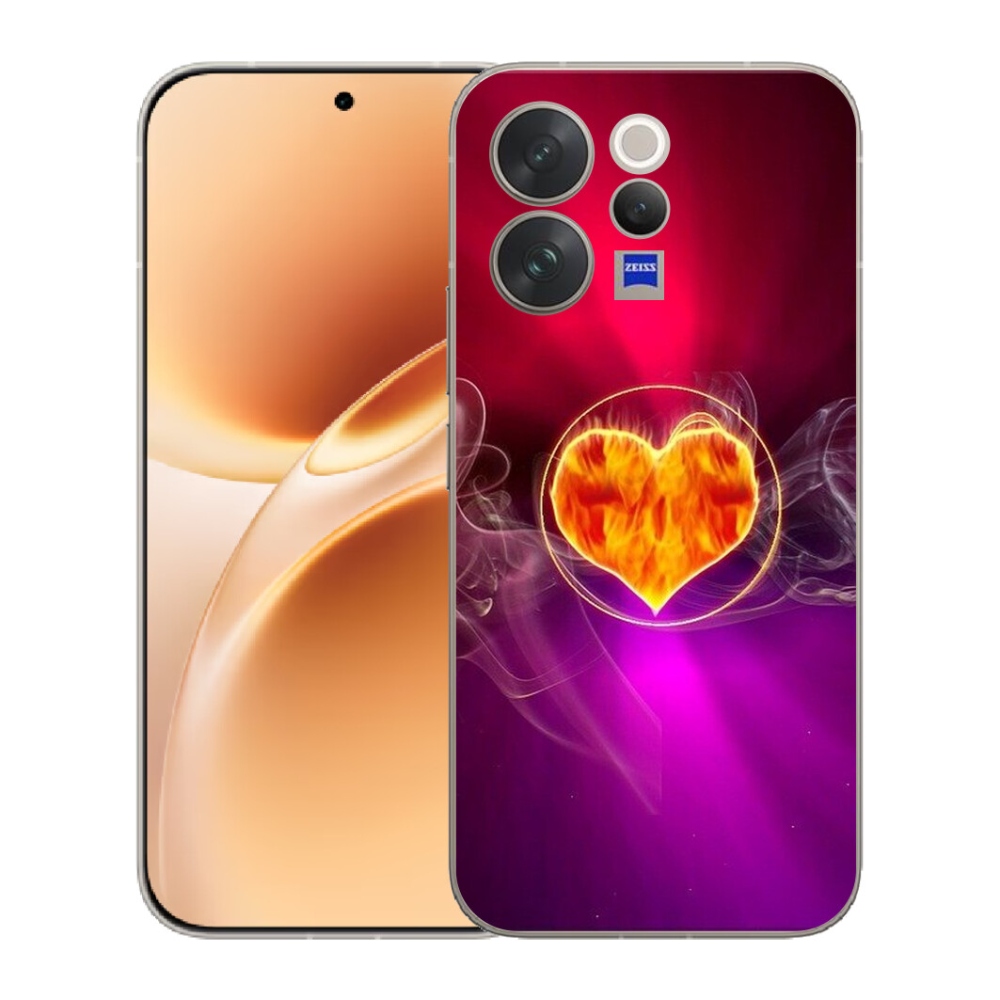 Gélový kryt mmCase na Vivo V70 - ohnivé srdce