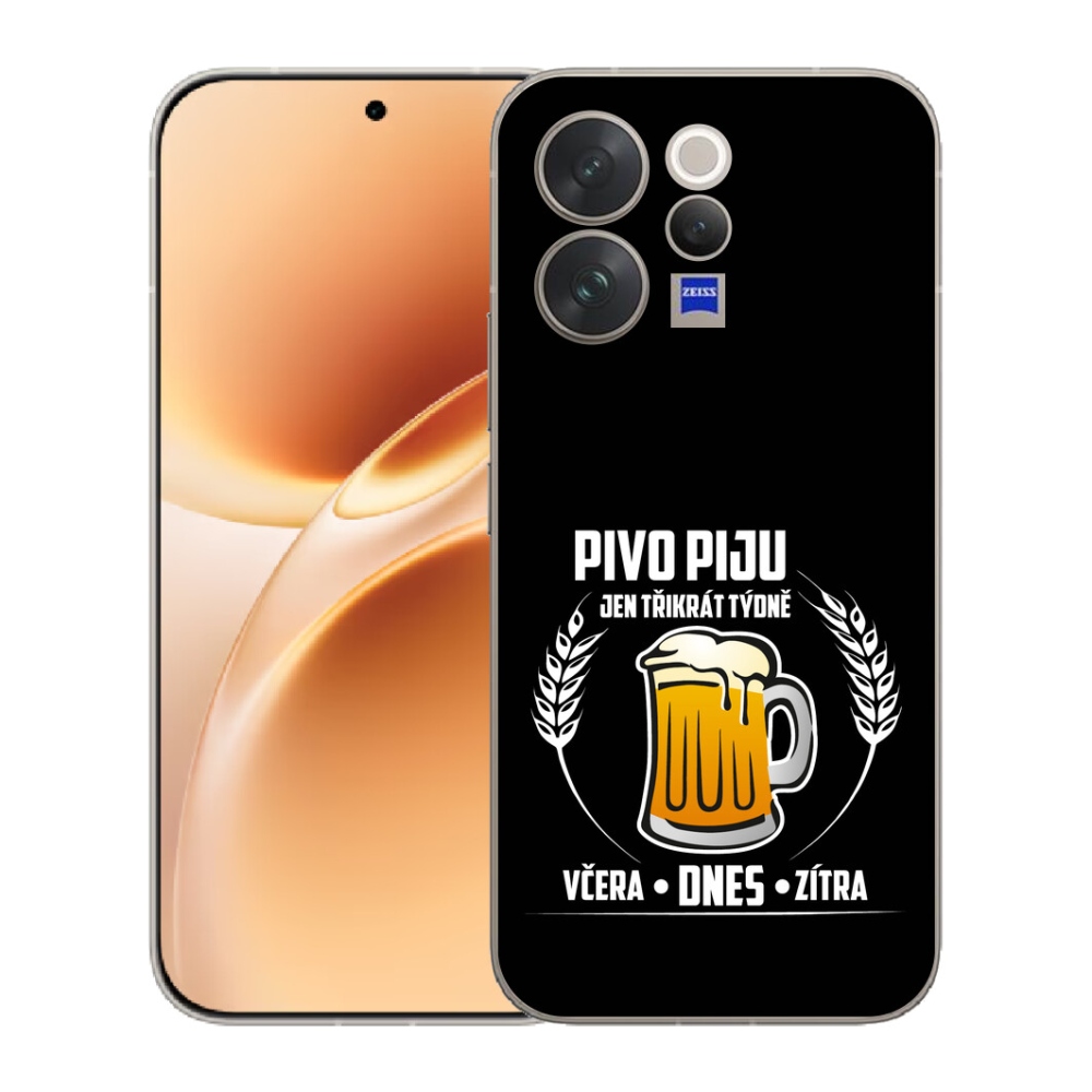 Gélový kryt mmCase na Vivo V70 - pivný motív čierne pozadie