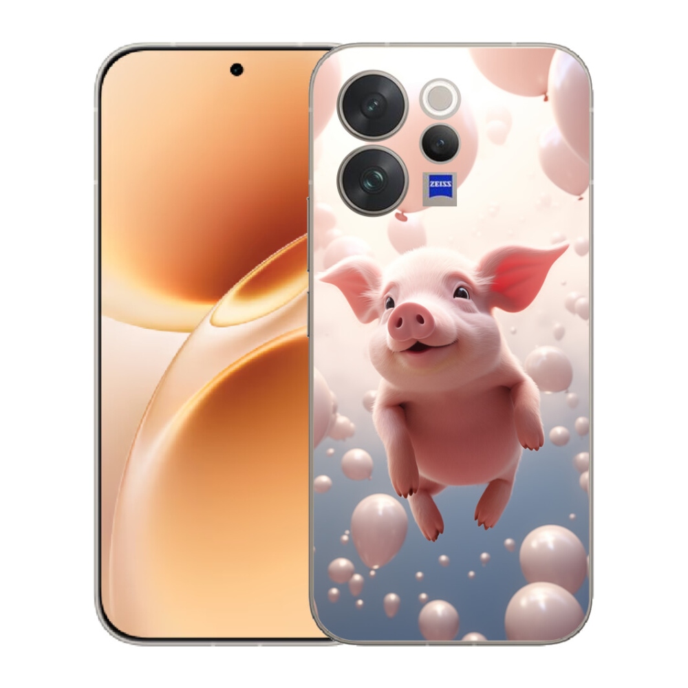 Gélový kryt mmCase na Vivo V70 - prasiatko s balónikmi