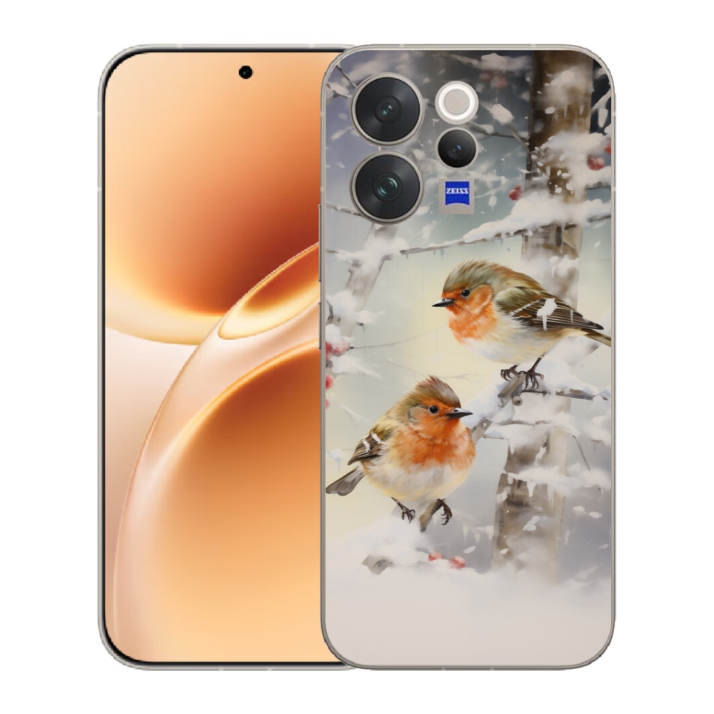 Gélový kryt mmCase na Vivo V70 - vtáčiky v zime