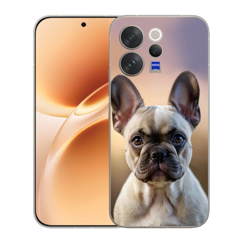 Gélový kryt mmCase na Vivo V70 - roztomilý francúzsky buldoček