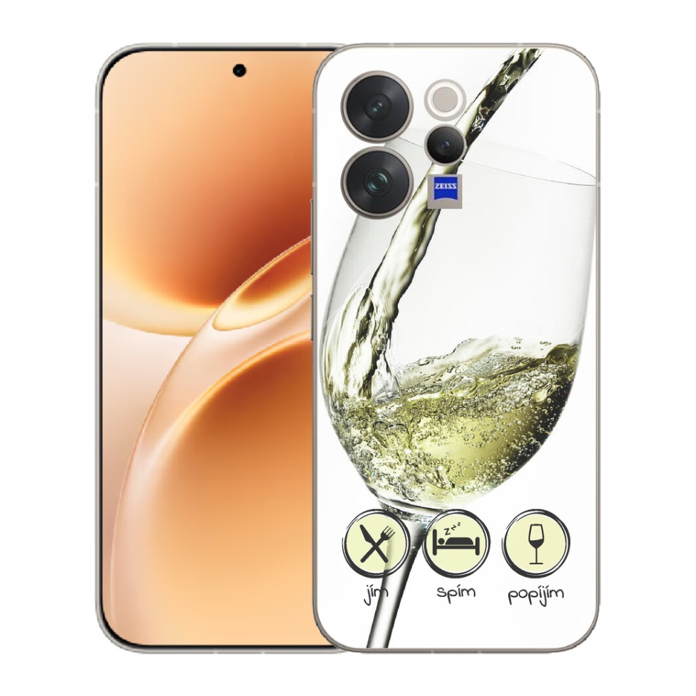 Gélový kryt mmCase na Vivo V70 - pohár vína bielej