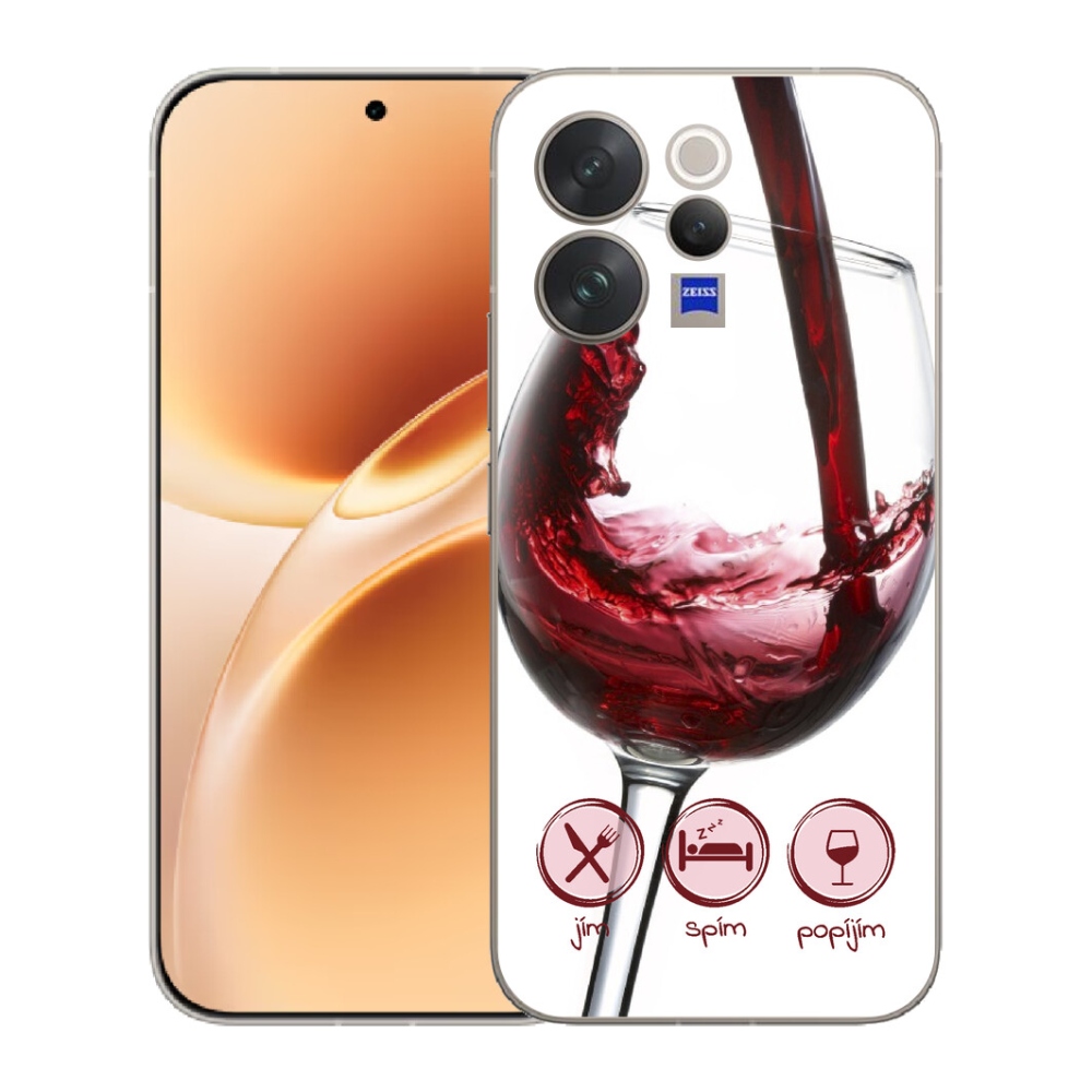 Gélový kryt mmCase na Vivo V70 - pohár vína červené