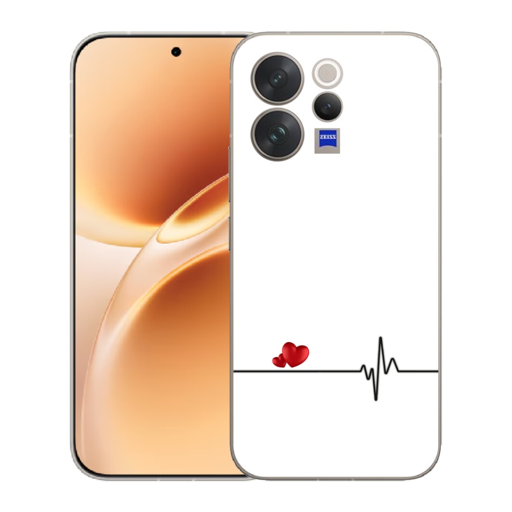 Gélový kryt mmCase na Vivo V70 - srdce a tep biele pozadie