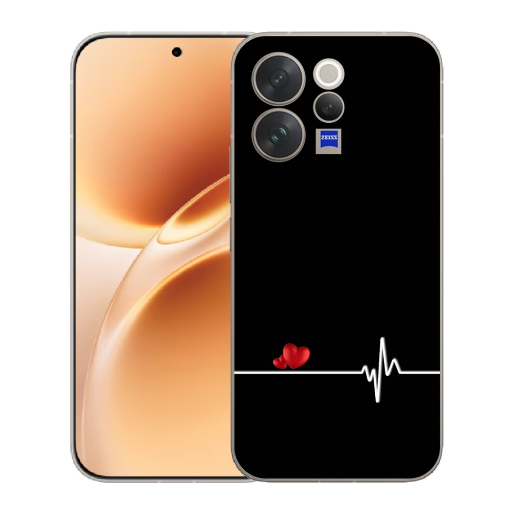 Gélový kryt mmCase na Vivo V70 - srdce a tep čierne pozadie