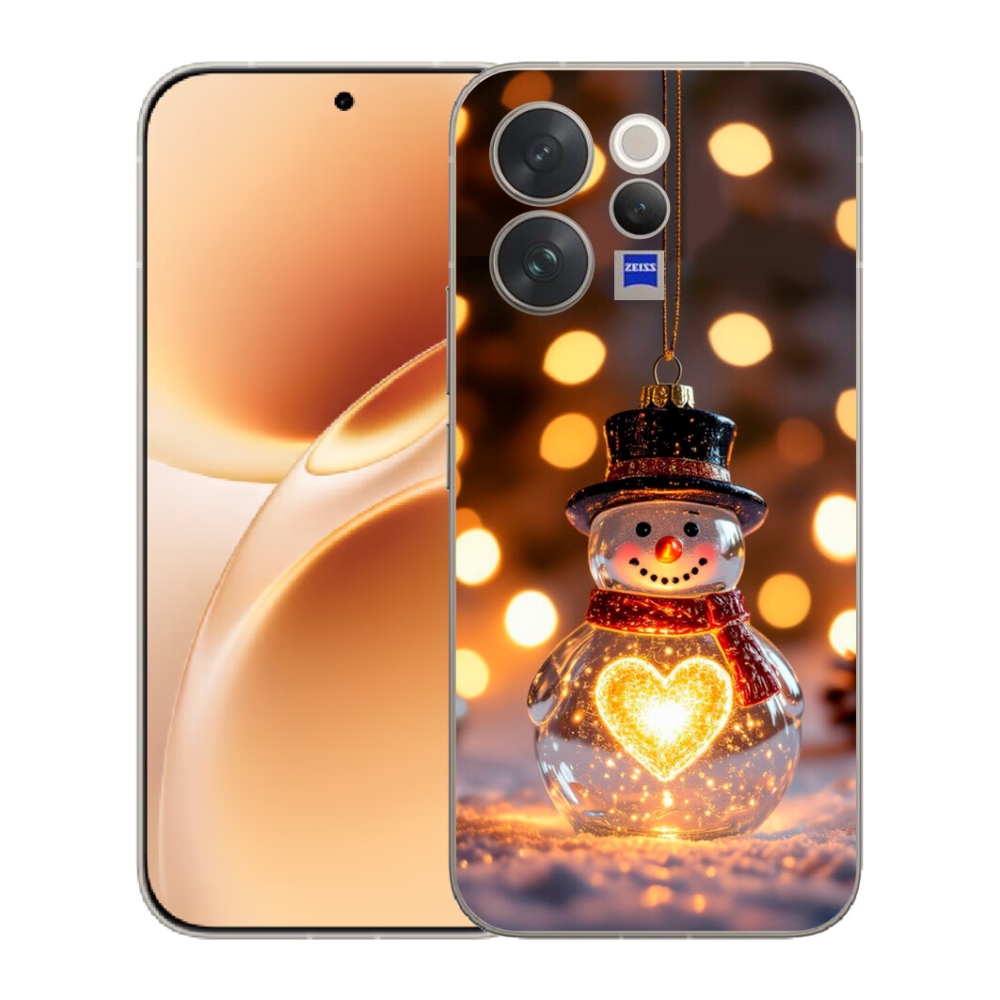 Gélový kryt mmCase na Vivo V70 - svietiaci vianočný snehuliak