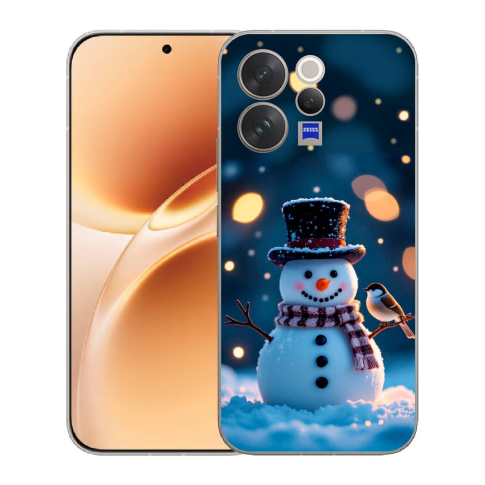 Gélový kryt mmCase na Vivo V70 - vianočný snehuliak