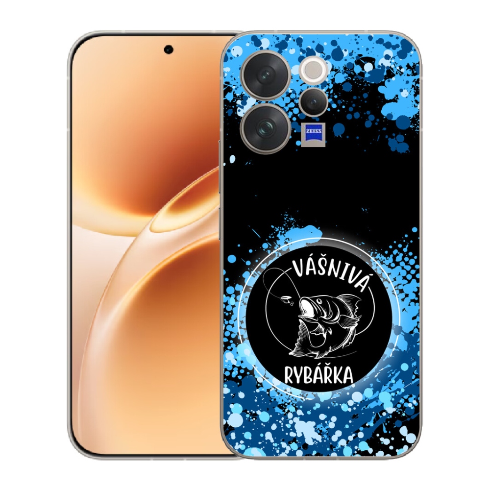 Gélový kryt mmCase na Vivo V70 - vášnivá rybárka čierne pozadie