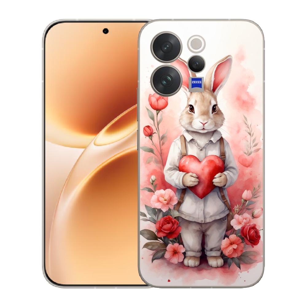 Gélový kryt mmCase na Vivo V70 - zajac so srdiečkom