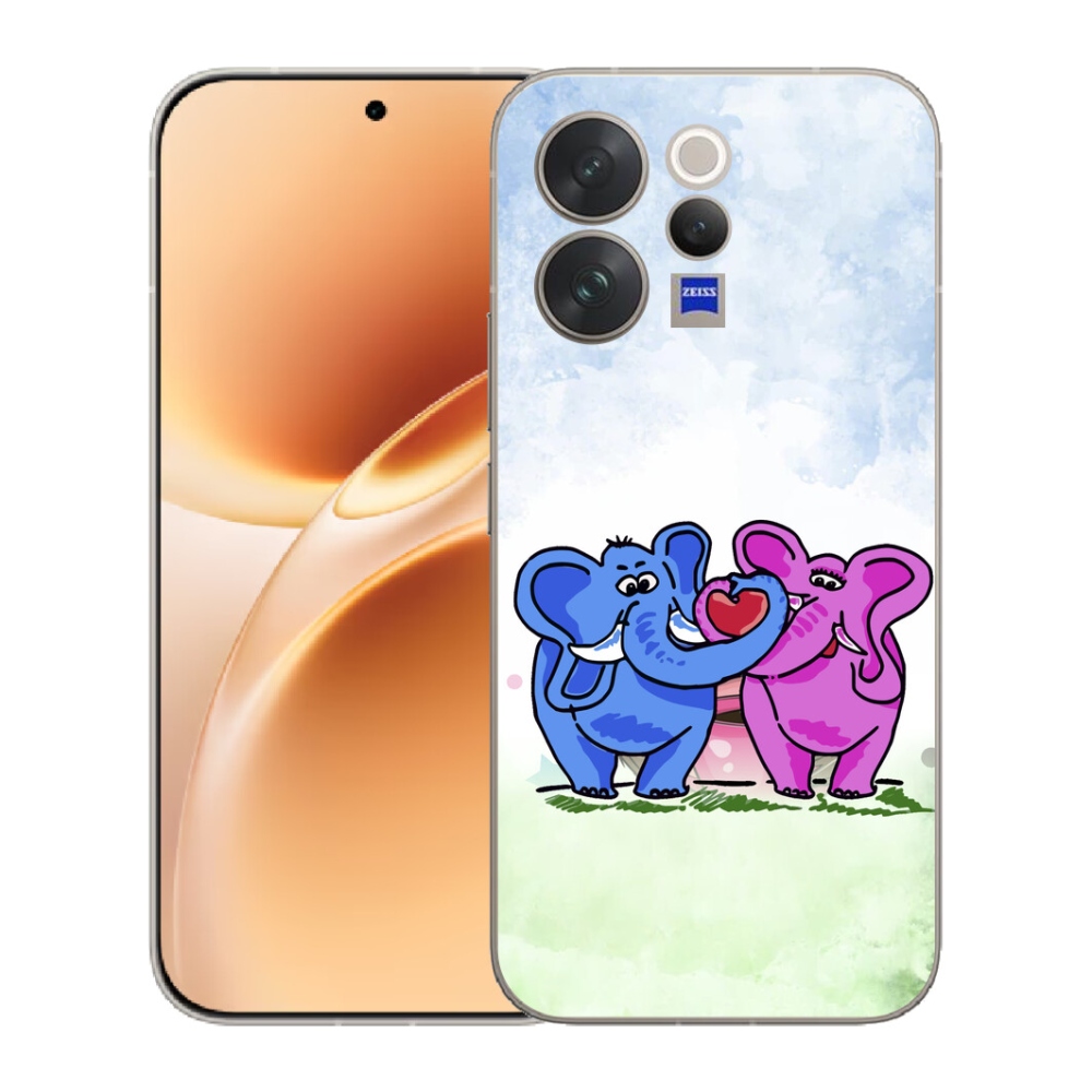 Gélový kryt mmCase na Vivo V70 - zamilovaní slony