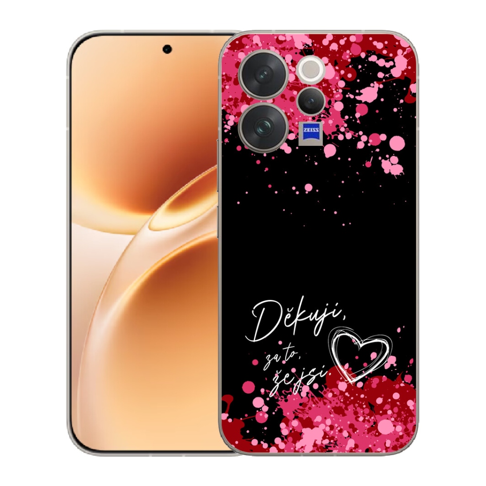Gélový kryt mmCase na Vivo V70 - zamilovaný text 2 čierne pozadie