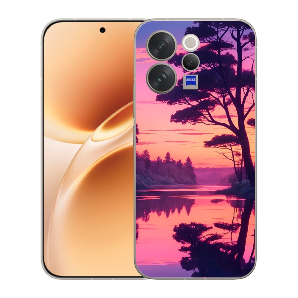 Gélový kryt mmCase na Vivo V70 - západ slnka nad jazerom