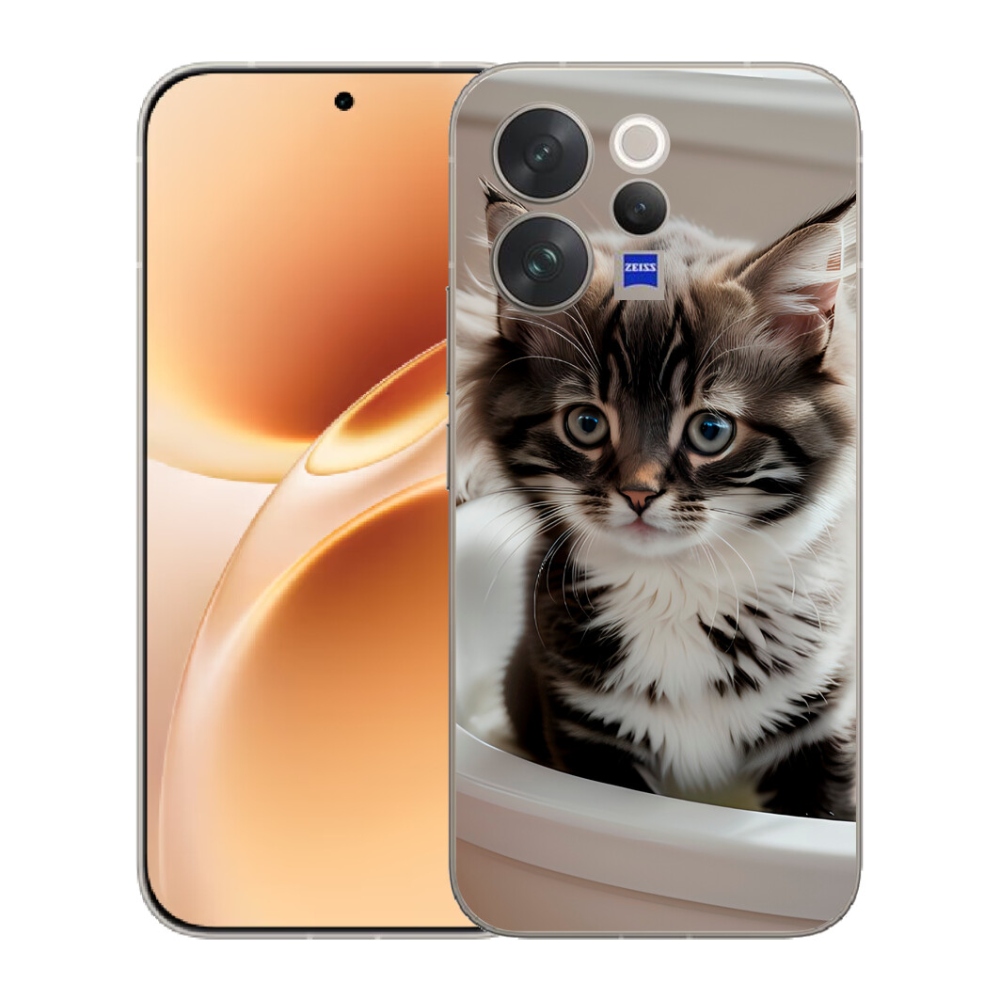 Gélový kryt mmCase na Vivo V70 - zvedavé mačiatko