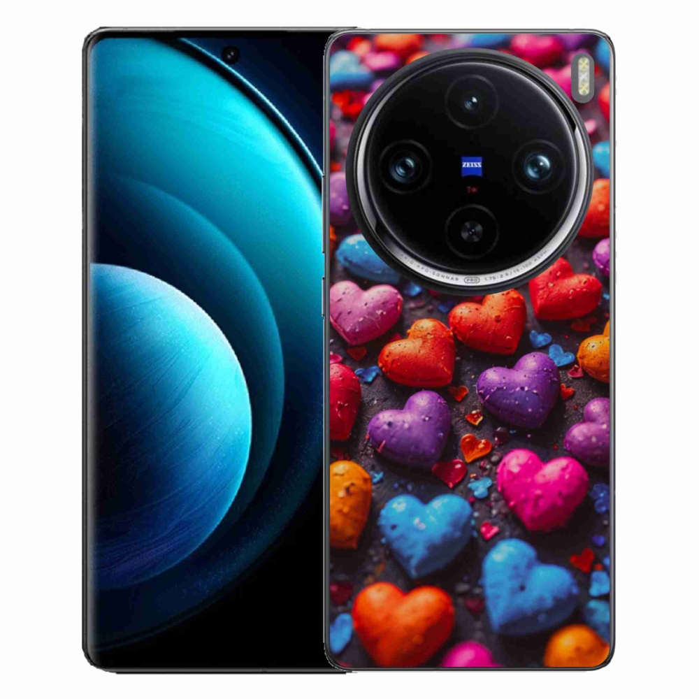Gélový kryt mmCase na Vivo X100 Pro 5G - farebné srdcia