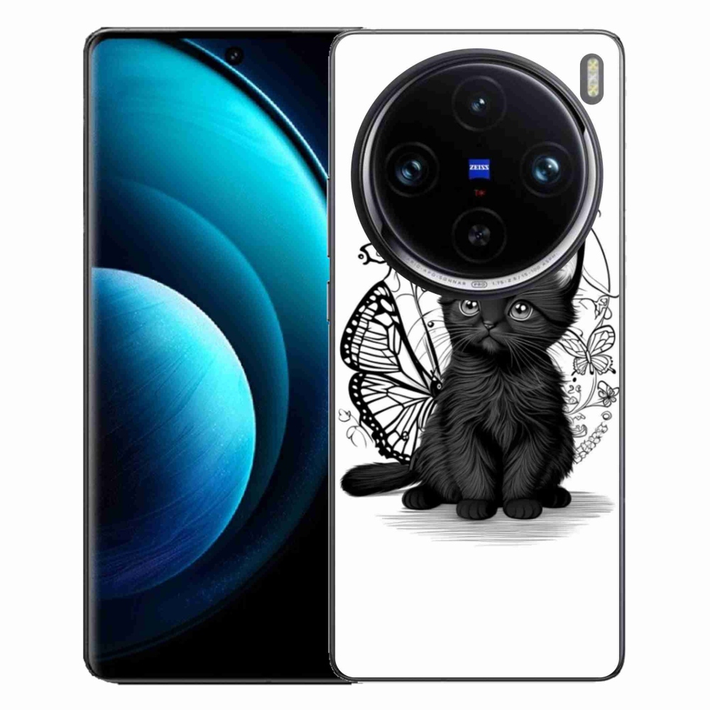 Gélový kryt mmCase na Vivo X100 Pro 5G - čierne mačiatko