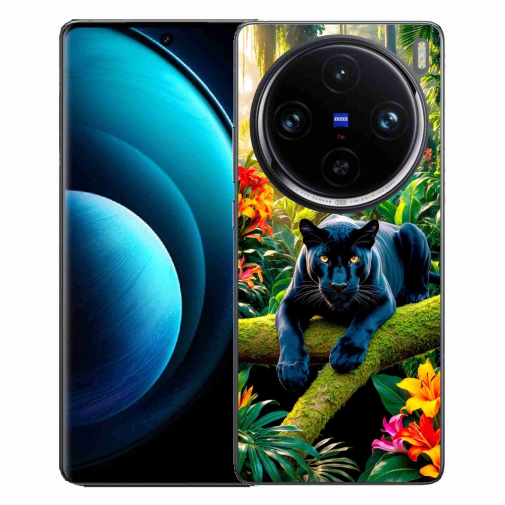 Gélový kryt mmCase na Vivo X100 Pro 5G - čierny panter v džungli