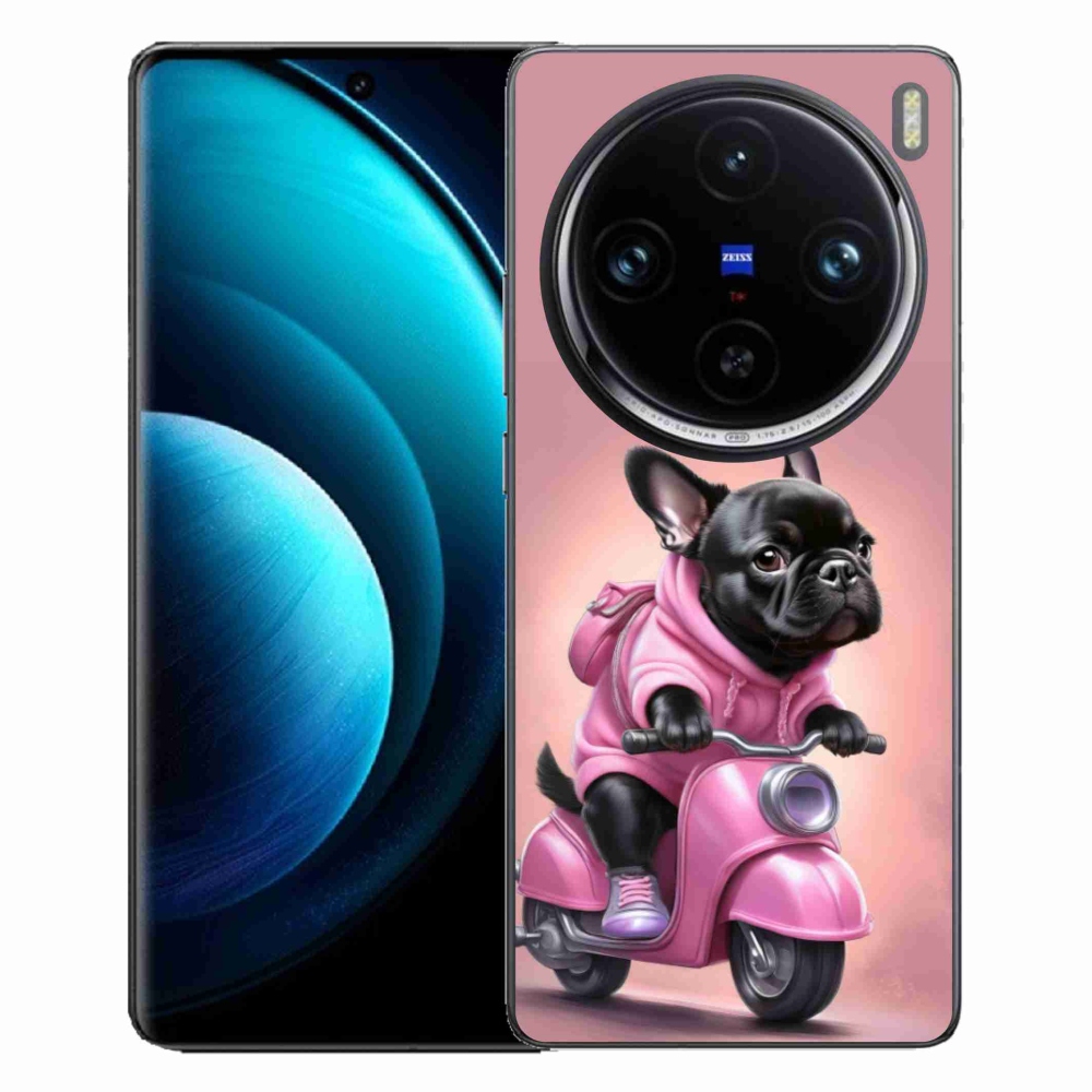 Gélový kryt mmCase na Vivo X100 Pro 5G - francúzsky buldoček na skútri