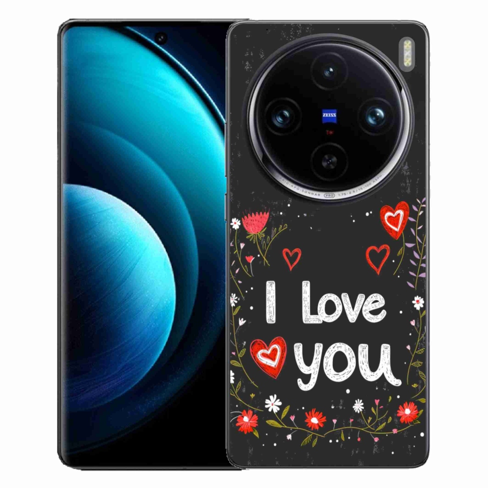 Gélový kryt mmCase na Vivo X100 Pre 5G - I love you čierne pozadie