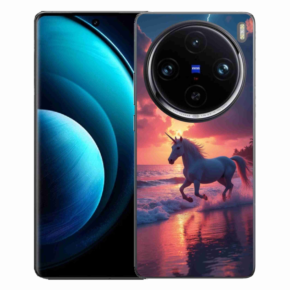 Gélový kryt mmCase na Vivo X100 Pro 5G - jednorožec na pláži