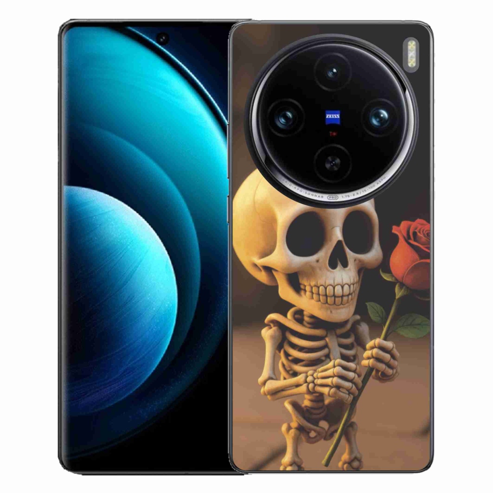 Gélový kryt mmCase na Vivo X100 Pro 5G - kostlivec s ružou