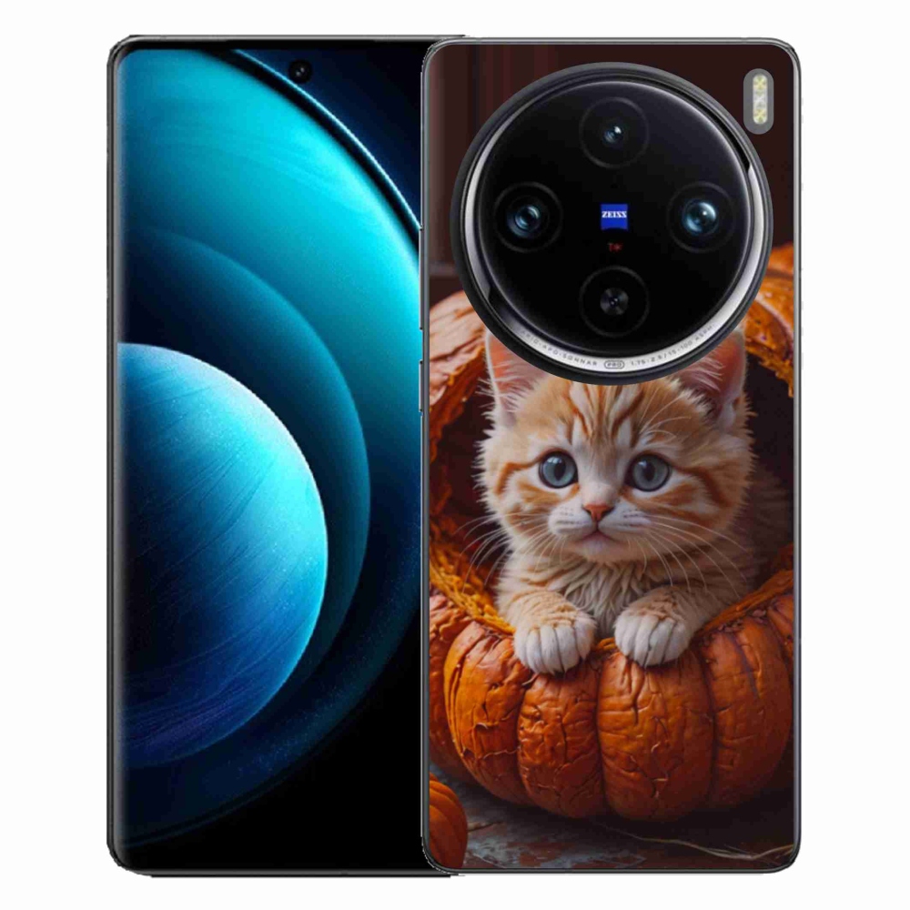 Gélový kryt mmCase na Vivo X100 Pre 5G - mačiatko a tekvica 2