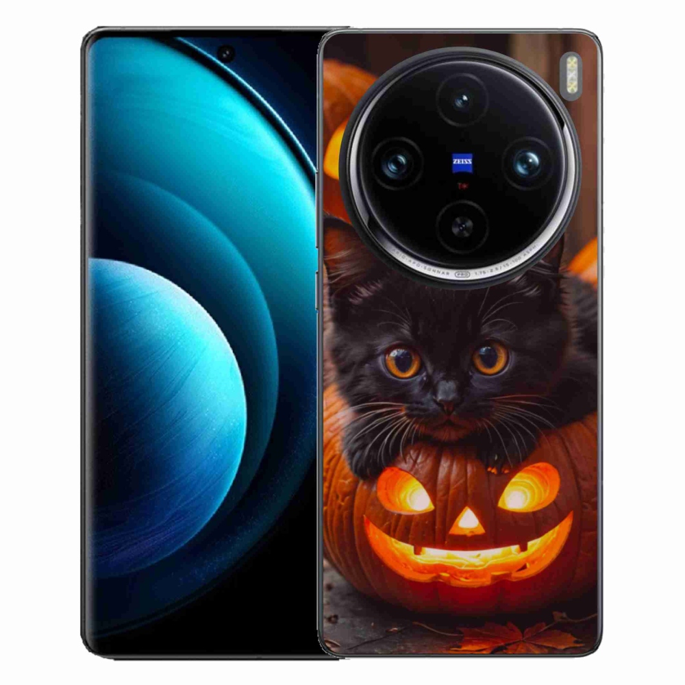 Gélový kryt mmCase na Vivo X100 Pre 5G - mačiatko a tekvica
