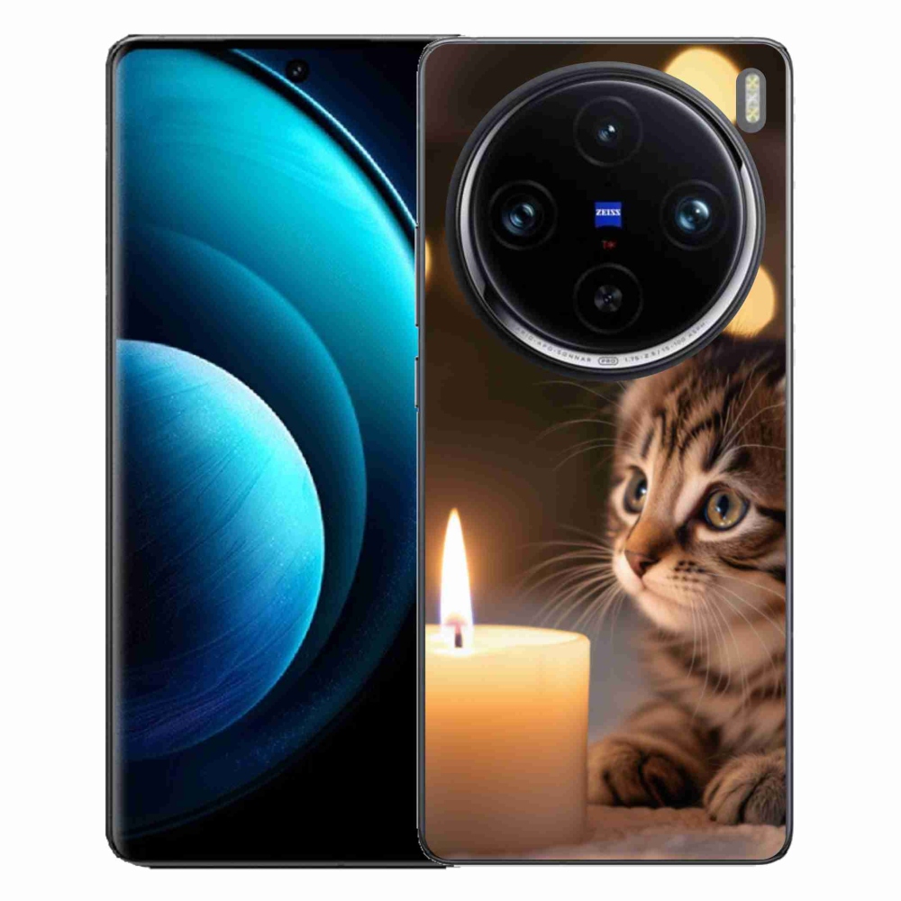 Gélový kryt mmCase na Vivo X100 Pro 5G - mačiatko a sviečka