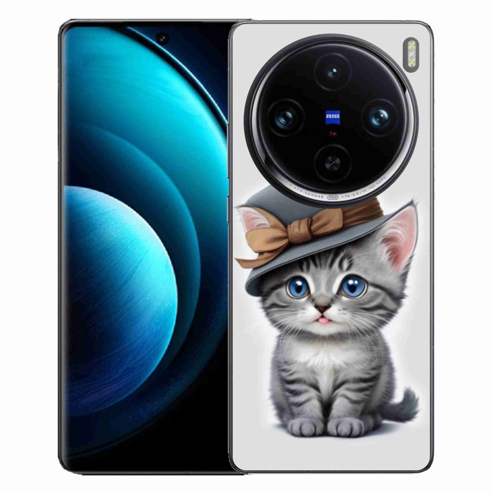 Gélový kryt mmCase na Vivo X100 Pro 5G - mačiatko s klobúkom