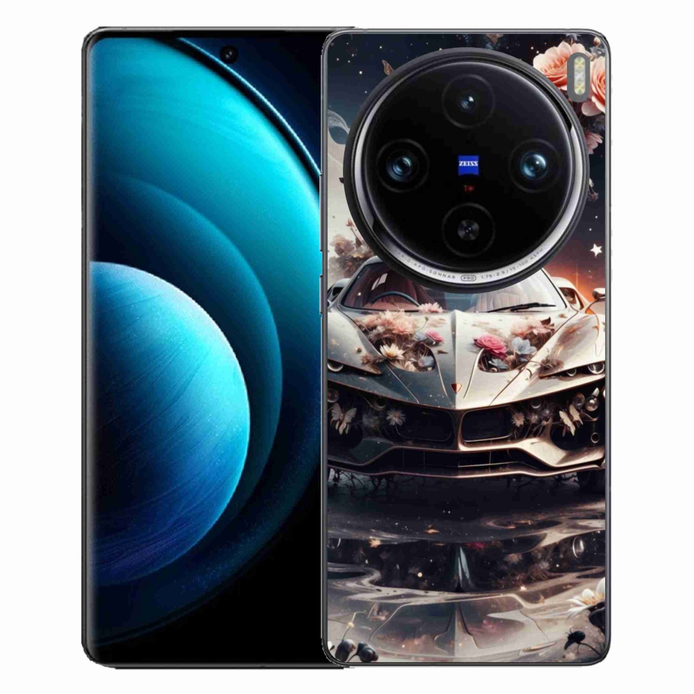 Gélový kryt mmCase na Vivo X100 Pro 5G - kvetinový športový automobil