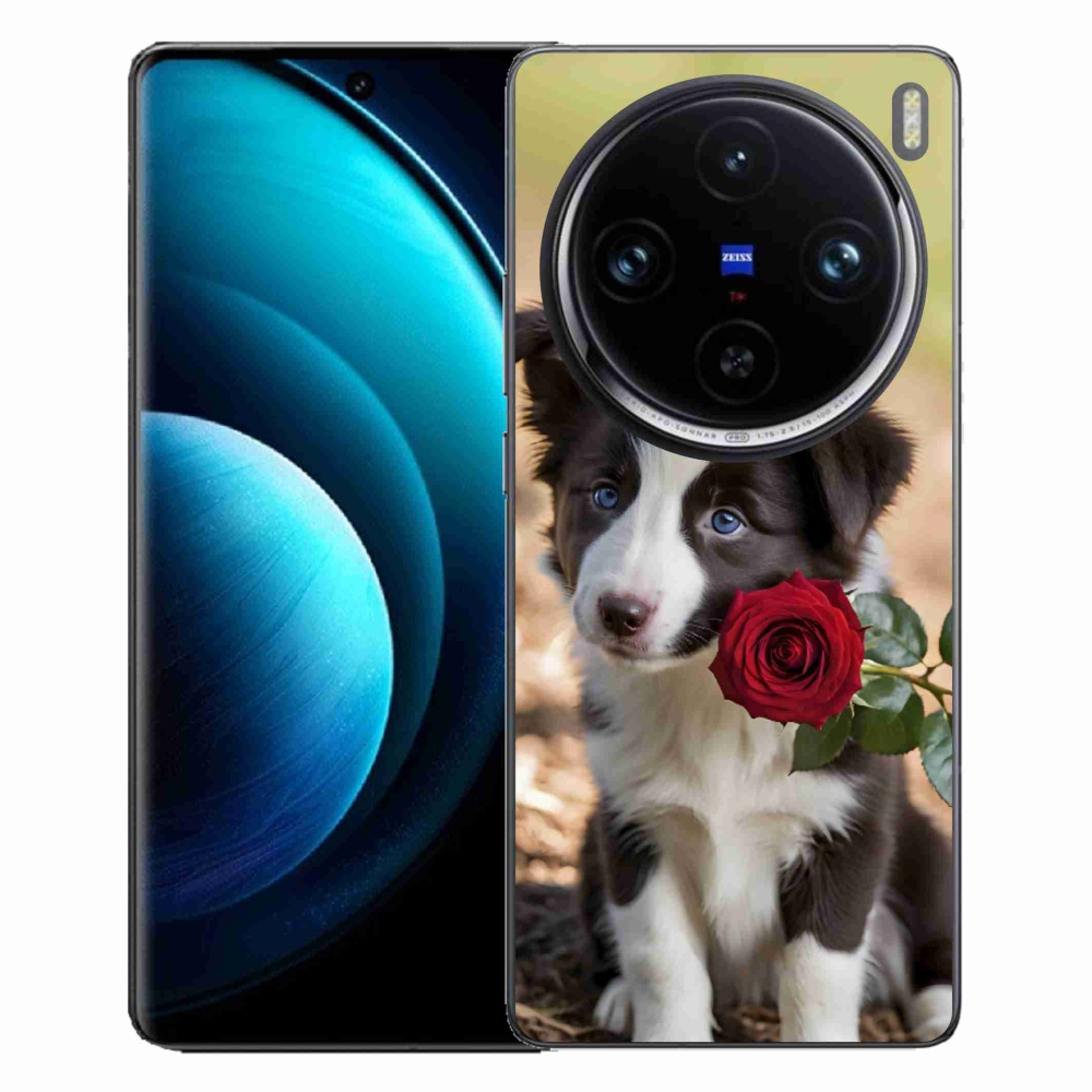 Gélový kryt mmCase na Vivo X100 Pro 5G - roztomilá border kólia s ružou