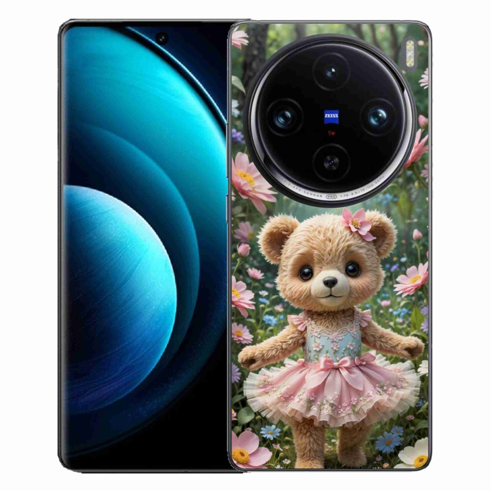 Gélový kryt mmCase na Vivo X100 Pro 5G - roztomilý medvedík v kvetoch