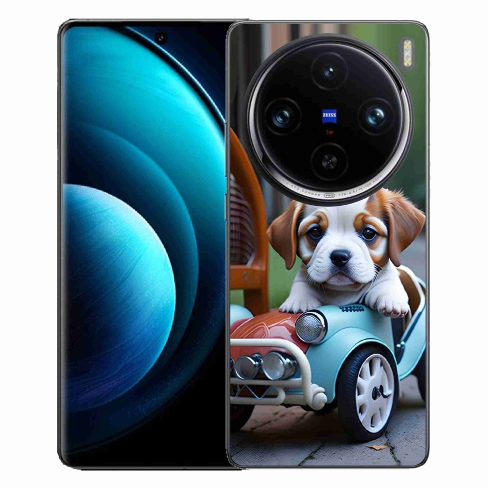 Gélový kryt mmCase na Vivo X100 Pro 5G - šteňa v retro aute