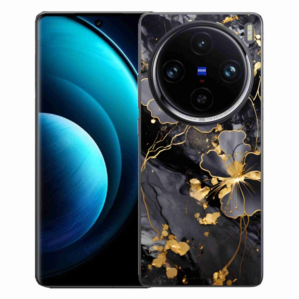 Gélový kryt mmCase na Vivo X100 Pro 5G - zlaté kvety
