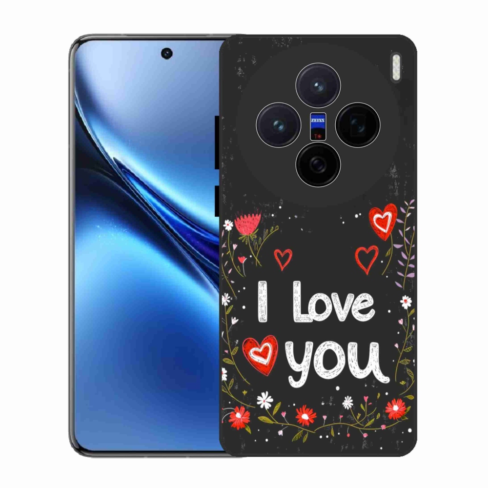 Gélový kryt mmCase na Vivo X200 5G - I love you čierne pozadie