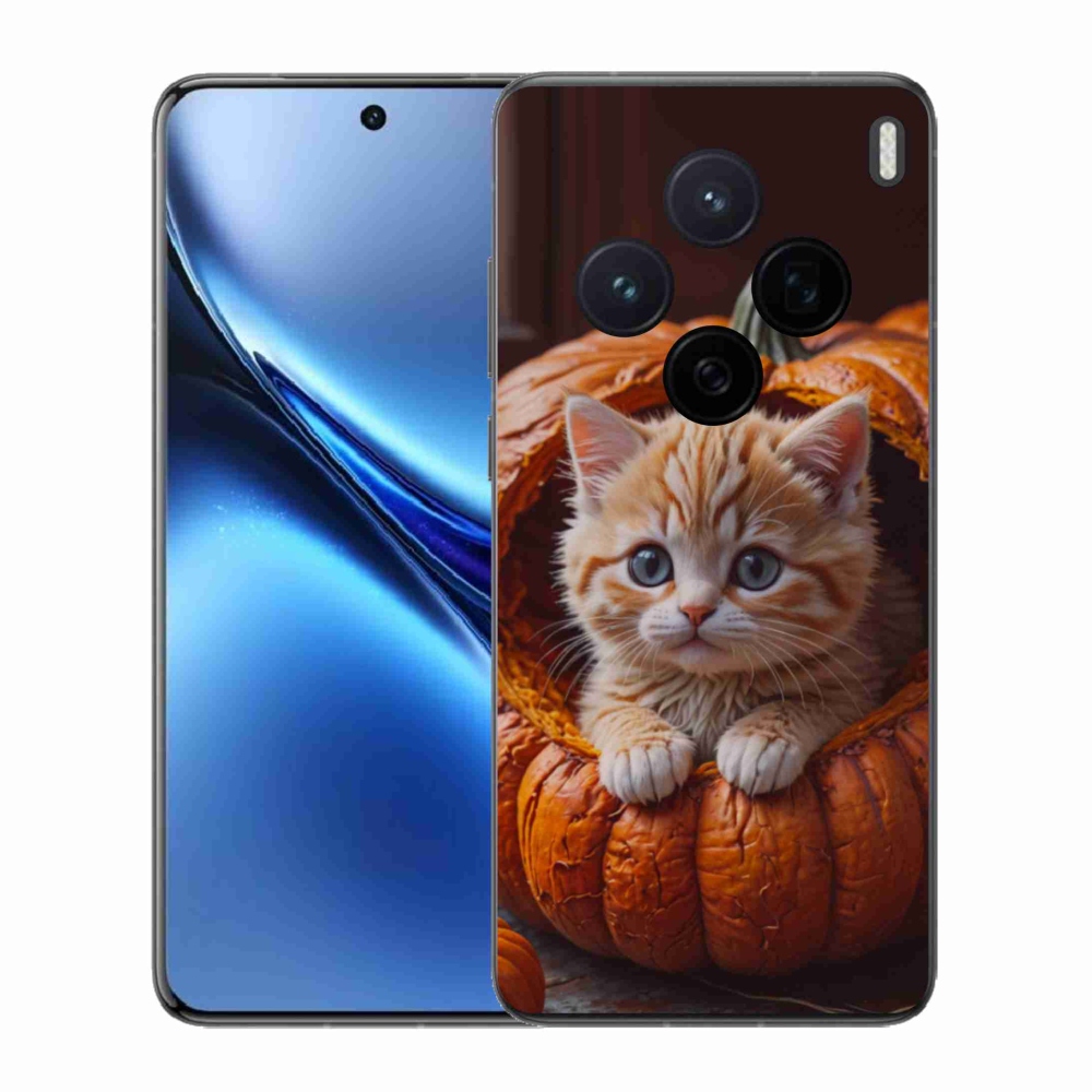 Gélový kryt mmCase na Vivo X200 5G - mačiatko a tekvica 2