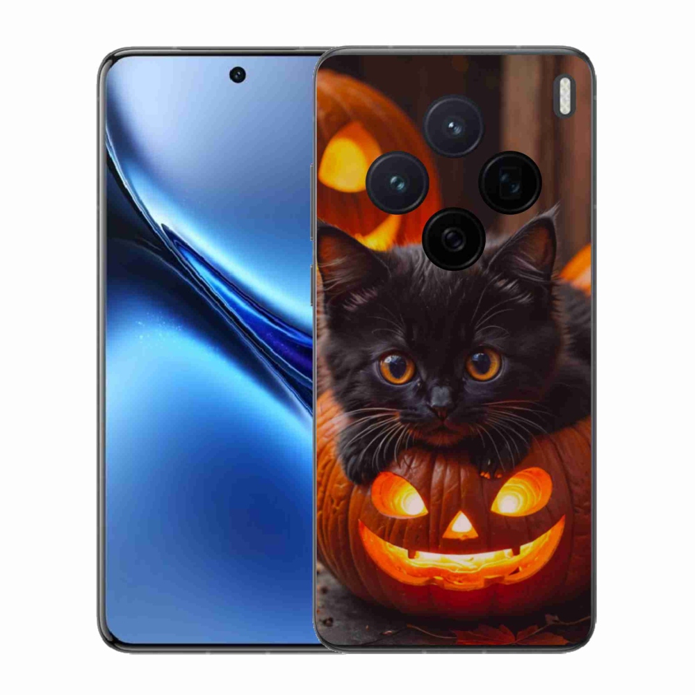 Gélový kryt mmCase na Vivo X200 5G - mačiatko a tekvica