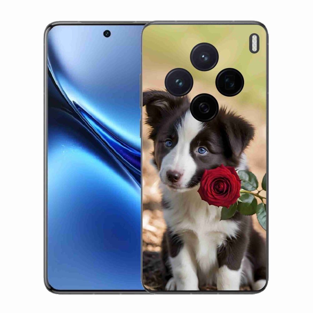 Gélový kryt mmCase na Vivo X200 5G - roztomilá border kólia s ružou