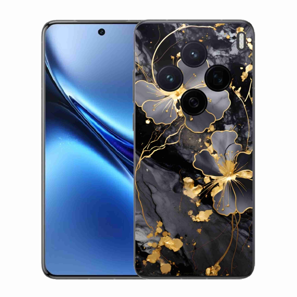 Gélový kryt mmCase na Vivo X200 5G - zlaté kvety
