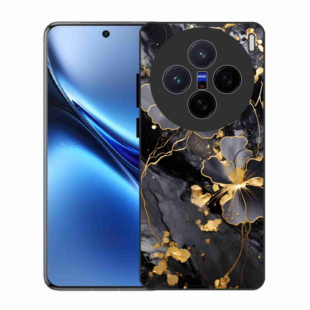 Gélový kryt mmCase na Vivo X200 5G - zlaté kvety