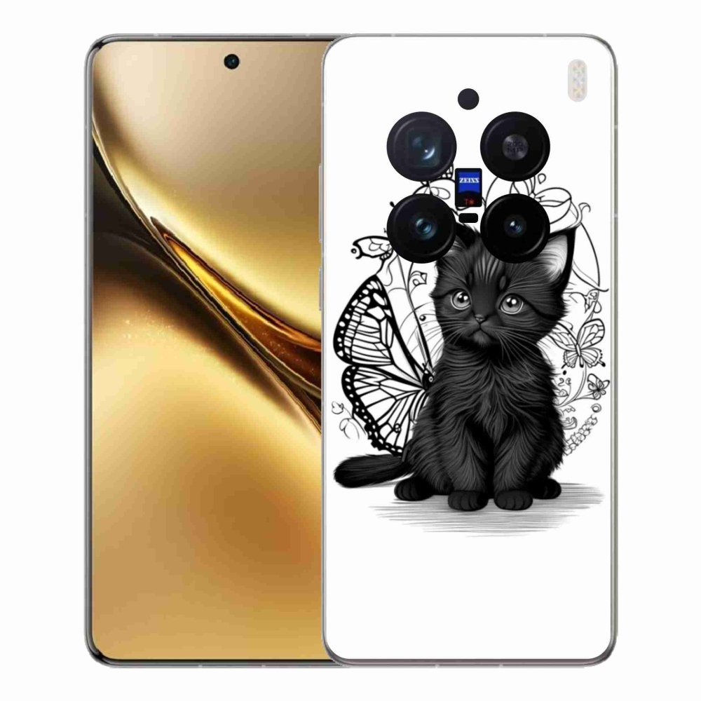 Gélový kryt mmCase na Vivo X200 Pro 5G - čierne mačiatko