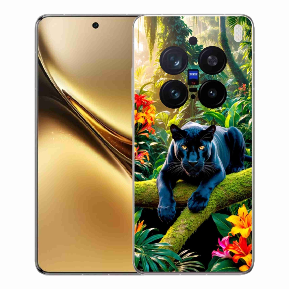 Gélový kryt mmCase na Vivo X200 Pro 5G - čierny panter v džungli