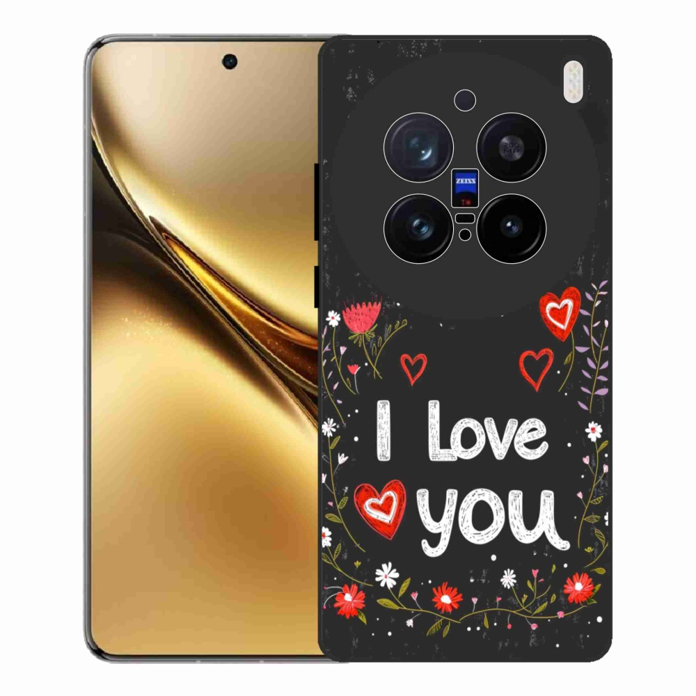 Gélový kryt mmCase na Vivo X200 Pre 5G - I love you čierne pozadie