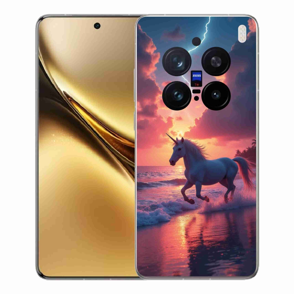 Gélový kryt mmCase na Vivo X200 Pro 5G - jednorožec na pláži