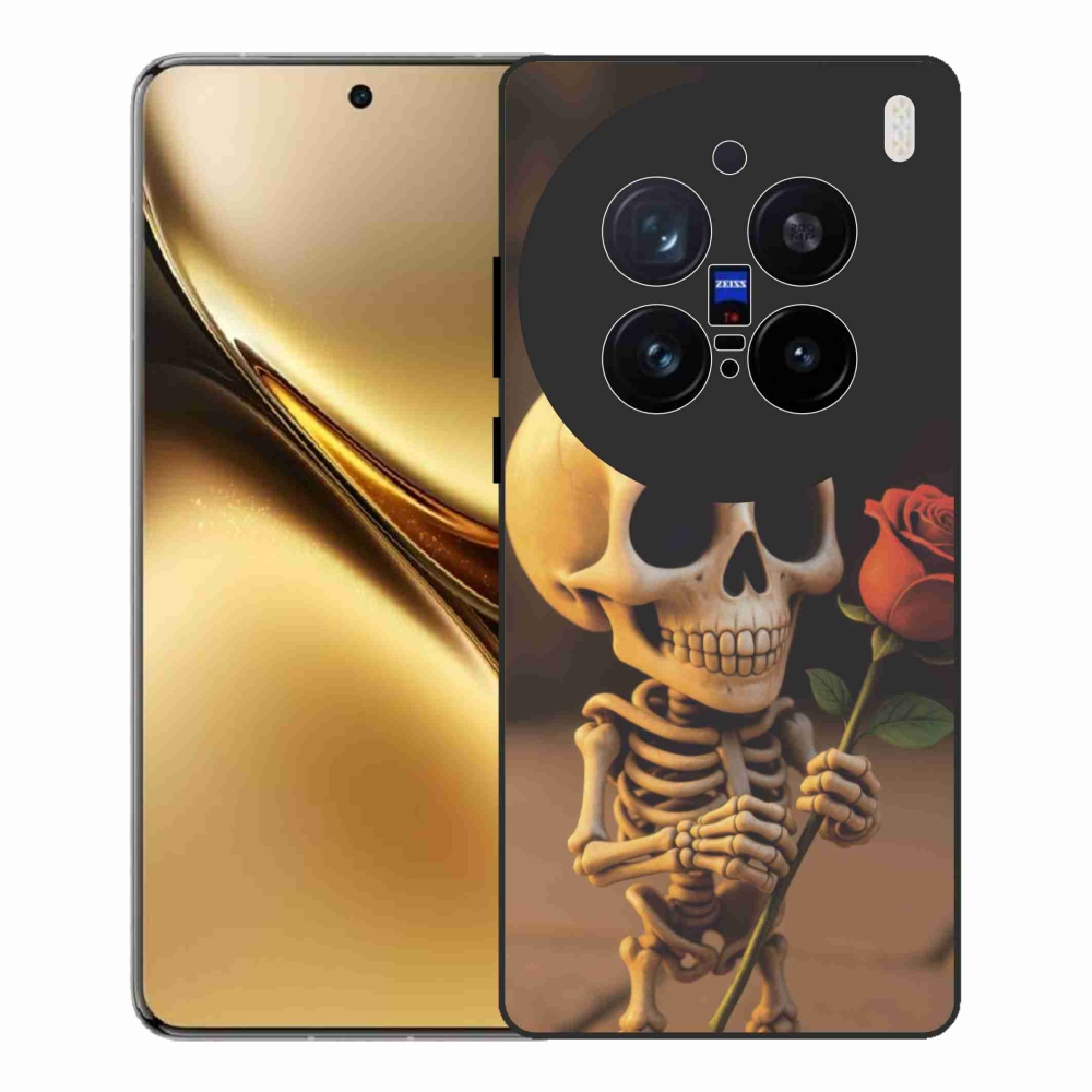 Gélový kryt mmCase na Vivo X200 Pro 5G - kostlivec s ružou